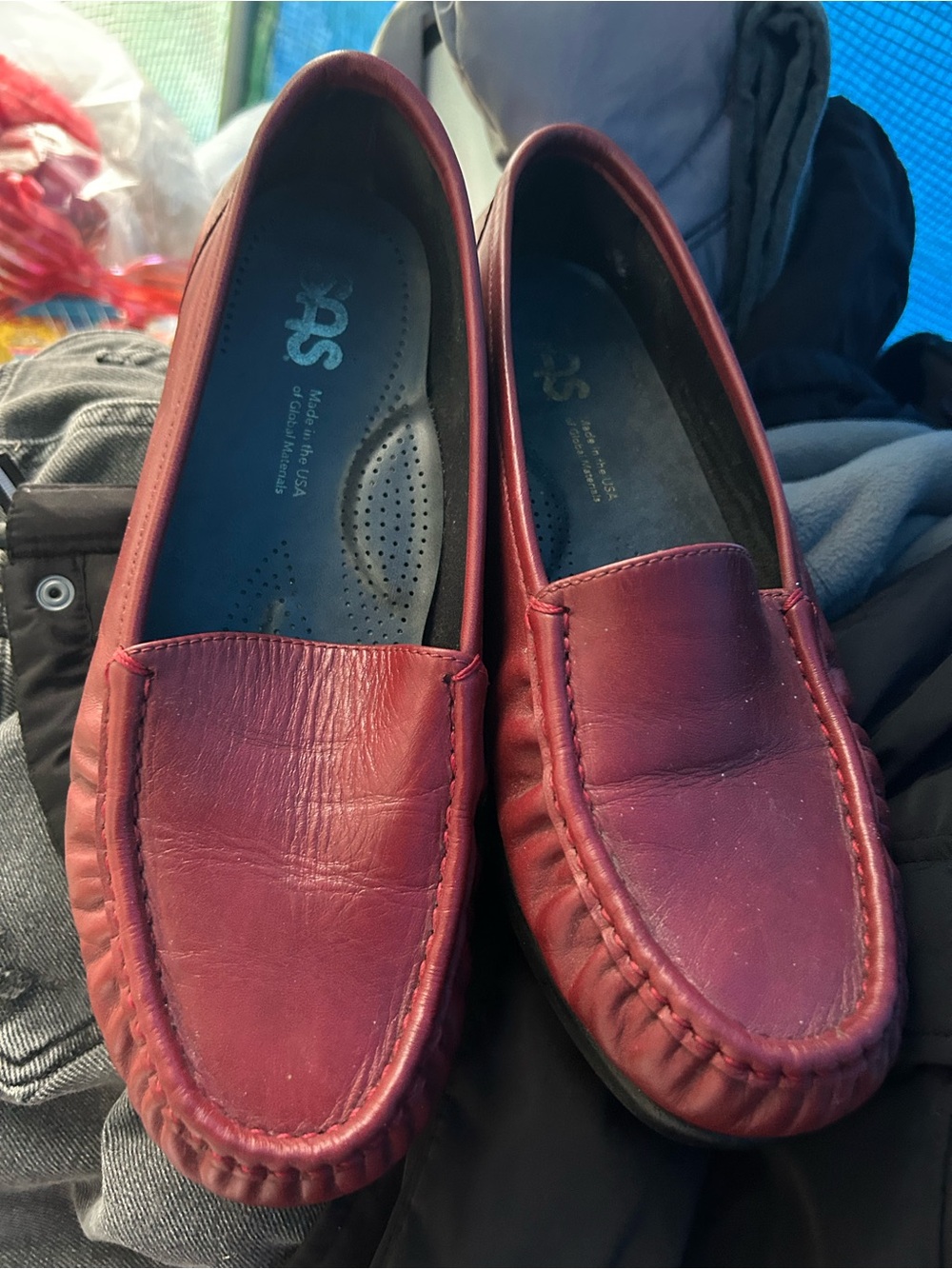 SAS Men’s Wine Red Leather Slip-On Loafers